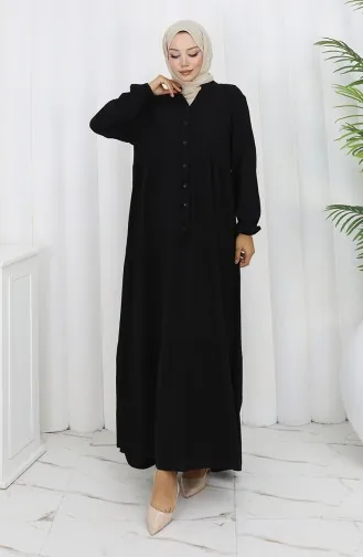 Viscose Jurk Met Halve Knoopjes 4125-07 Zwart 4125-07