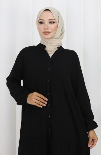 Robe Mi-boutonnée En Viscose 4125-07 Noir 4125-07