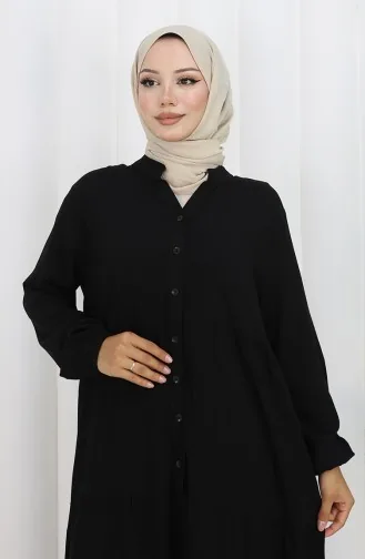 Viscose Jurk Met Halve Knoopjes 4125-07 Zwart 4125-07