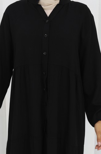 Robe Mi-boutonnée En Viscose 4125-07 Noir 4125-07