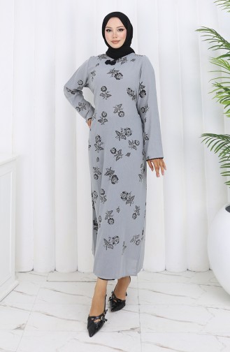 Patterned Şile Cloth Dress 0450-12 Gray 0450-12