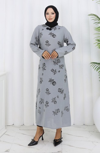 Patterned Şile Cloth Dress 0450-12 Gray 0450-12