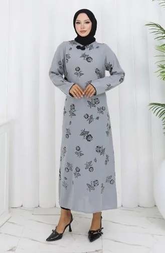 Robe En Tissu Şile à Motifs 0450-12 Gris 0450-12