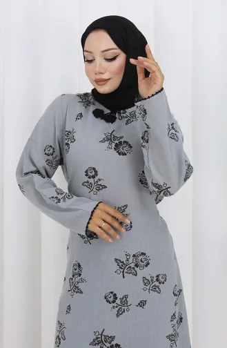 Robe En Tissu Şile à Motifs 0450-12 Gris 0450-12