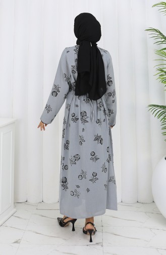 Patterned Şile Cloth Dress 0450-12 Gray 0450-12