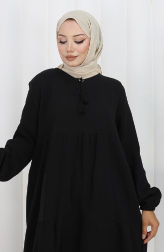 Müslin Elbise 6050-01 Siyah