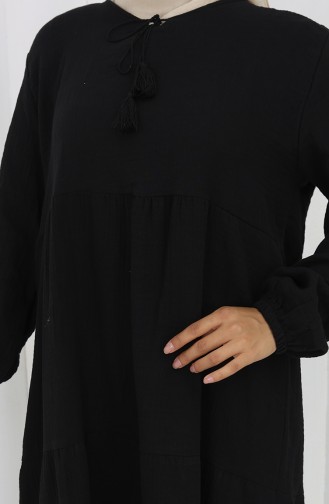 Müslin Elbise 6050-01 Siyah