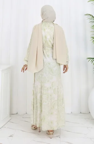 Linen Fabric Waist Tie-Down Buttoned Dress 0173-01 Khaki 0173-01