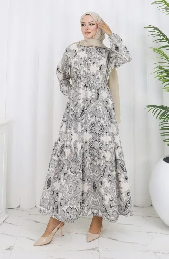 Keten Kumaş Beli Bağcıklı Düğmeli Elbise 0173B-01 Siyah