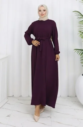 Robe Ceinturée à Manches élastiquées 2150-01 Violet 2150-01
