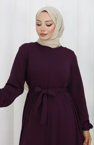 Robe Ceinturée à Manches élastiquées 2150-01 Violet 2150-01