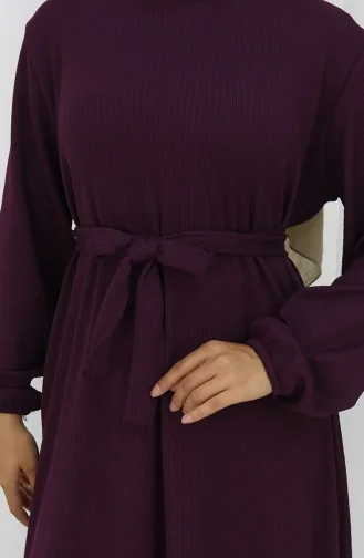 Robe Ceinturée à Manches élastiquées 2150-01 Violet 2150-01