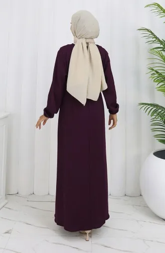 Robe Ceinturée à Manches élastiquées 2150-01 Violet 2150-01
