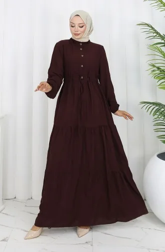 Robe Nouée à La Taille Et Demi-boutonnée 2154-03 Marron 2154-03