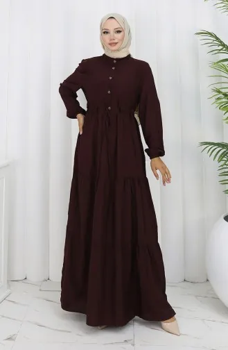 Robe Nouée à La Taille Et Demi-boutonnée 2154-03 Marron 2154-03