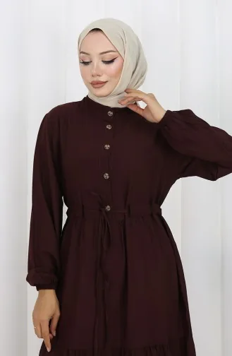 Robe Nouée à La Taille Et Demi-boutonnée 2154-03 Marron 2154-03