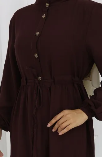 Robe Nouée à La Taille Et Demi-boutonnée 2154-03 Marron 2154-03
