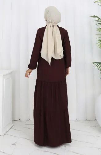 Robe Nouée à La Taille Et Demi-boutonnée 2154-03 Marron 2154-03