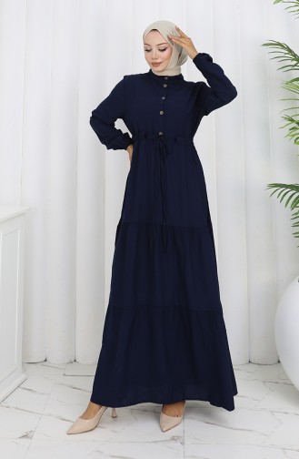 Navy Blue İslamitische Jurk 2154-04