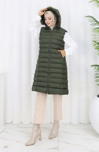 Gewatteerd Vest Met Capuchon En Rits 0169A-01 Khaki 0169A-1