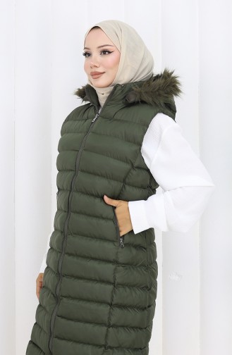 Gewatteerd Vest Met Capuchon En Rits 0169A-01 Khaki 0169A-1