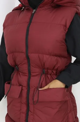Kapüşonlu Fermuarlı Şişme Yelek 0170-01 Bordo