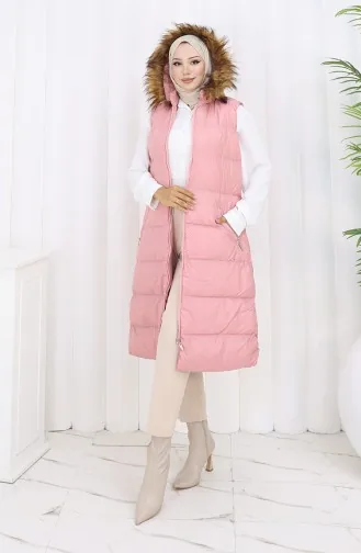 Gilet Matelassé à Capuche Et Fermeture éclair 0171-01 Poudre 0171-01