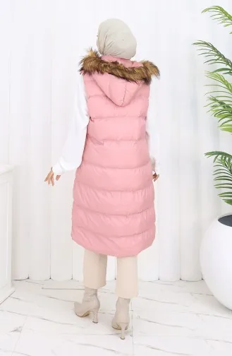 Gilet Matelassé à Capuche Et Fermeture éclair 0171-01 Poudre 0171-01