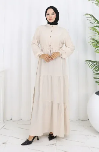 Robe Demi-boutonnée En Tissu Viscose 0085-19 Beige 0085-19