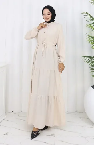 Robe Demi-boutonnée En Tissu Viscose 0085-19 Beige 0085-19