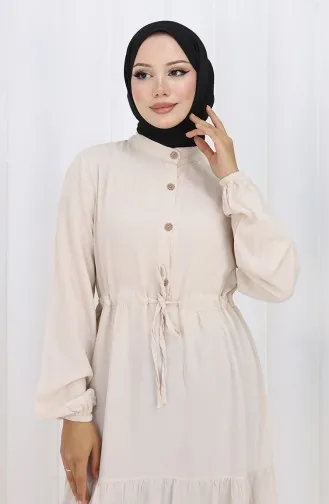 Robe Demi-boutonnée En Tissu Viscose 0085-19 Beige 0085-19