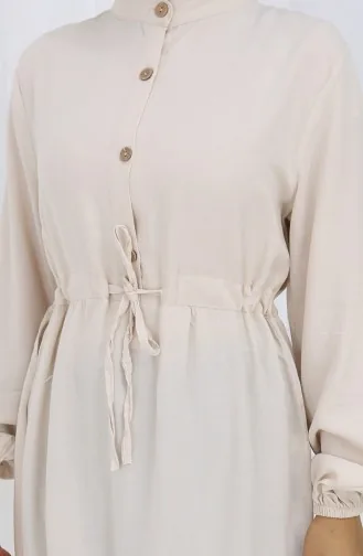 Robe Demi-boutonnée En Tissu Viscose 0085-19 Beige 0085-19