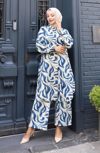Modal Kumaş Tunik Pantolon İkili Takım 0158-01 Lacivert