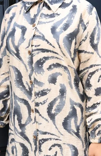 Modal Kumaş Tunik Pantolon İkili Takım 0158-02 Füme