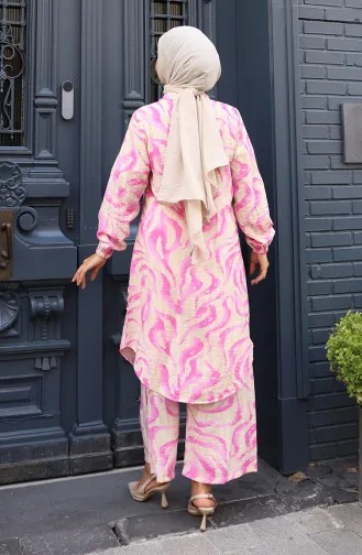 Modal Kumaş Tunik Pantolon İkili Takım 0158-04 Pembe