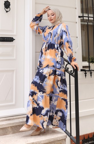 Dunkelblau Hijab Kleider 0160-01