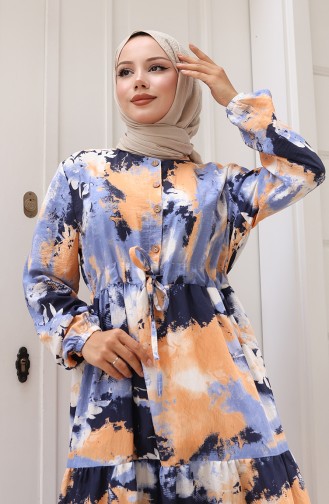 Dunkelblau Hijab Kleider 0160-01