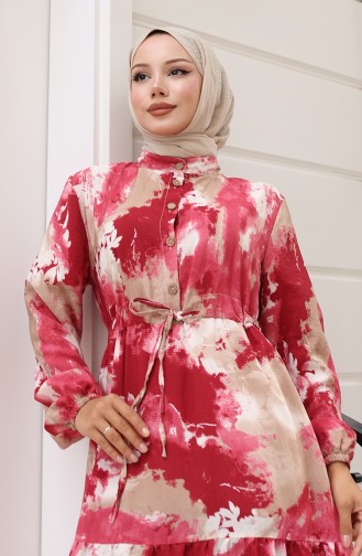 Modal Kumaş Beli Bağcıklı Elbise 0160-02 Bordo