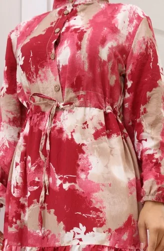 Modal Fabric Tied Waist Dress 0160-02 Burgundy 0160-02