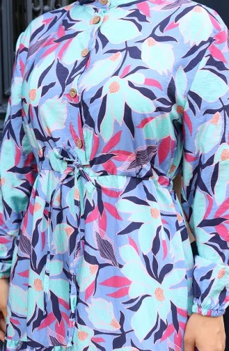 Modal Kumaş Yarım Düğmeli Elbise 0162-02 Lila