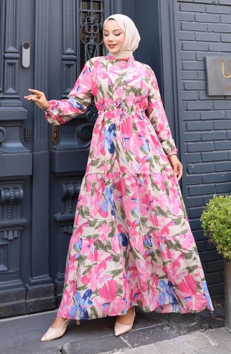 Rosa Hijab Kleider 0163-02