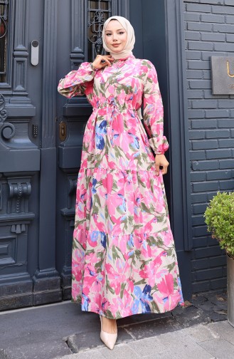Rosa Hijab Kleider 0163-02
