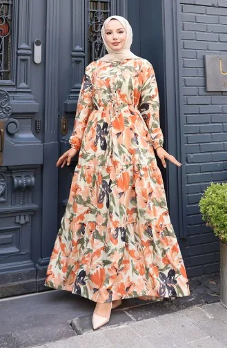 Modal Fabric Tie Waist Dress 0163-03 Tile 0163-03