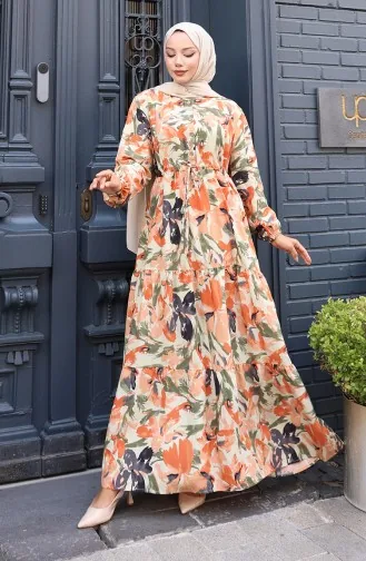 Modal Fabric Tie Waist Dress 0163-03 Tile 0163-03