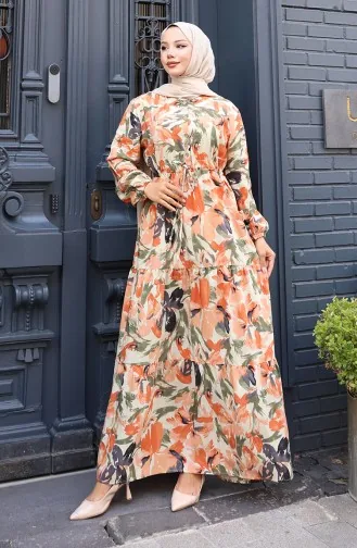 Modal Fabric Tie Waist Dress 0163-03 Tile 0163-03