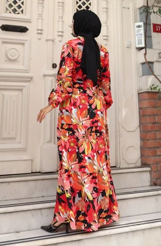 Modal Stof Halfknoopjurk 0164-02 Rood Zwart 0164-02