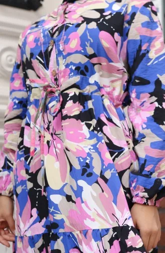 Modal Stof Halfknoopjurk 0164-03 Dusty Rose Marineblauw 0164-03