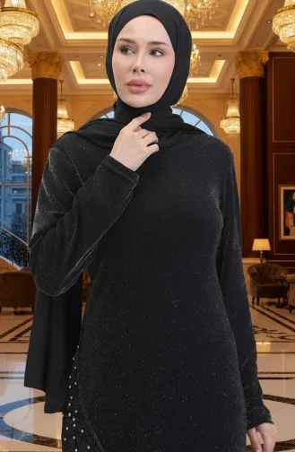Taşlı Abiye Takım 0157-02 Siyah