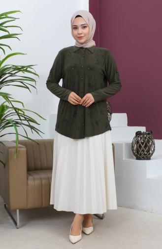Khaki Overhemdblouse 3600-06