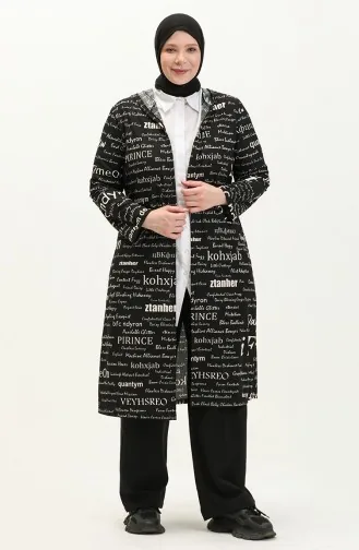 Büyük Beden Kapüşonlu Kap 4707-01 Siyah